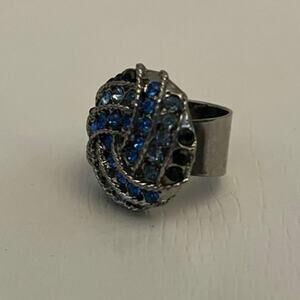 Silver / Blue adjustable fashion ring
